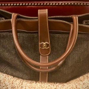Chanel Denim Calf Skin Leather Denim Tote Bag